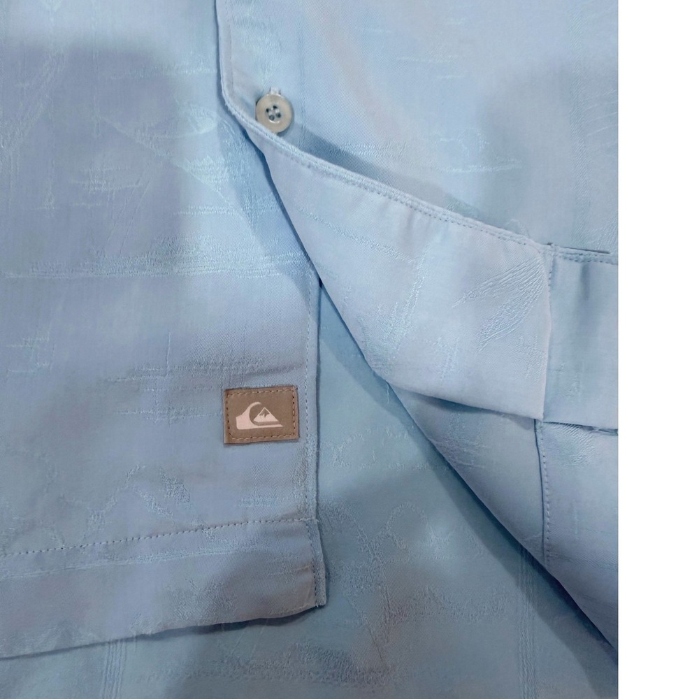 Quiksilver Button Down Shirt Mens XL Blue Tropical Jacquard Short Sleeve M509848 - Picture 3 of 8